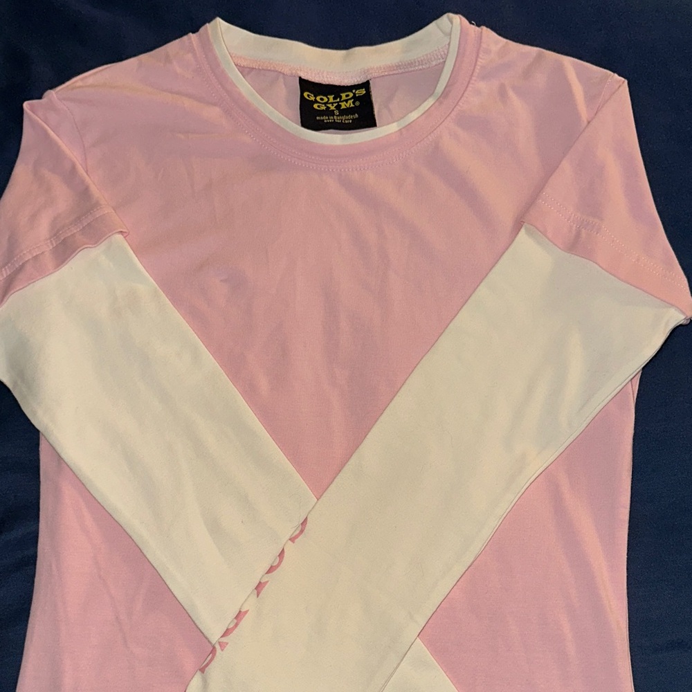 Gold's Gym Women's Long Sleeve Tee - Pink and White
